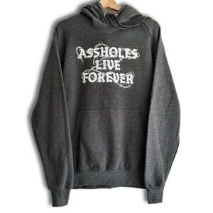 Assholes LIVE FOREVER Sweatshirt Hoodie Top Charcoal Heathered Men's Sz M